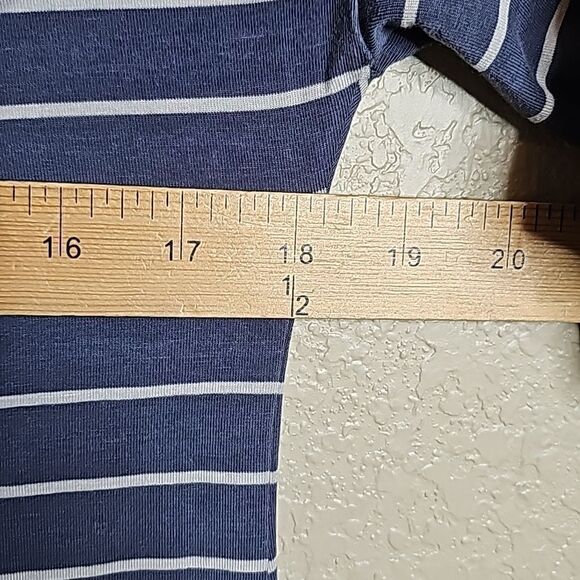 Garnet Hill Small Blue Gray stripe Ruffle Sleeve tee shirt dress - Picture 7 of 7